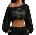 Custom Blinged Out Crop Top "NOBODY"