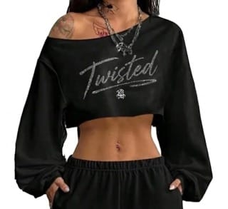 Custom Blinged Out Crop Top "TWISTED"